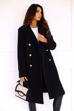 Damen Reverskragen Trenchcoat | Winter in Schwarz