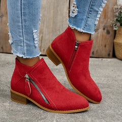 VINA – Orthopädische Lederstiefeletten Mit Reißverschluss in Rot
