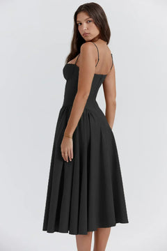 Cheri - rückenfreies Midi-Sling-Kleid für Damen in Schwarz