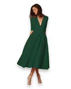 Damen Elegantes Festliches Kleid | Ärmellos Maxi in Grün
