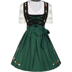 Damen Dirndlkleid mit Farbakzent | Klassisches Trachtenkleid in Grün-Schwarz in Grün