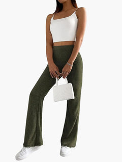 Fee | Lange Casual-Hose mit Hoher Taille in Grün