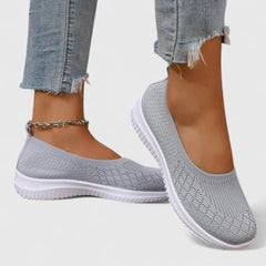Lara | Damen Leichte Slip-On Strick Ballerinas in Grau