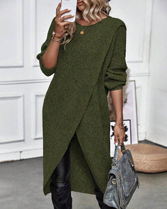 Elin | Stilvolles Strickkleid Damen lang & bequem tragbar in Grün
