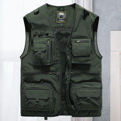 Asher - Multi Pocket Sommerweste in Armeegrün