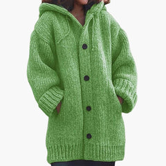 Langer Kapuzen Cardigan für Damen in Grün
