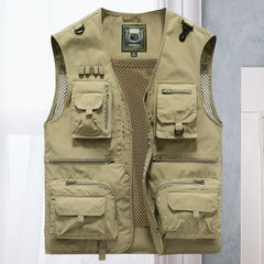 Asher - Multi Pocket Sommerweste in Khaki
