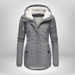 Winterjacke Damen mit Kapuze | Gefütterte Übergangsjacke in Grau