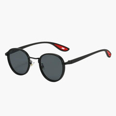 Damen Sonnenbrille mit rundem Metallrahmen und UV400 Schutz in Schwarz