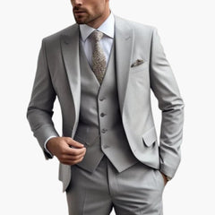 Dreiteiliger Herrenanzug mit maßgeschneidertem Blazer mit langen Ärmeln in Grau