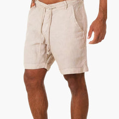 Leichte Sommer-Shorts mit Kordelzug - für Herren im Urlaubsstil in Beige