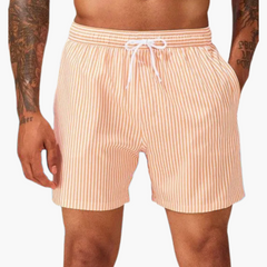 Badeshorts - Herren gestreift & schnelltrocknend Sommer in Orange