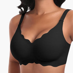 Nahtloser Damen BH ohne Bügel mit verstellbaren Trägern in Schwarz-doppel Vorderwelle