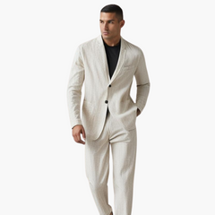 Leichter Sommer Herren Anzug – Sakko mit passender Hose in Beige