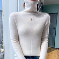 Athena – Rollkragenpullover aus Wolle und Kaschmir in Weiß