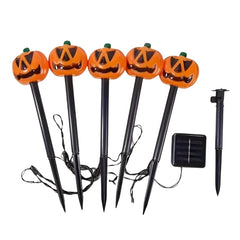 PumpkinGlow Solar Halloween Außenlichter‑Set – Kürbis LED Dekoration mit Solarenergie in Orange