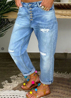 Danika - lockere gerade geschnittene Damenjeans in Hellblau