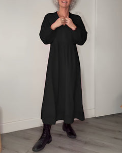 Pia - Wirbelmuster - Maxikleid in Schwarz