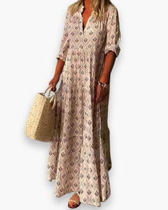 Damen Elegantes Maxi Kleid | Boho Abendkleid in Rosa