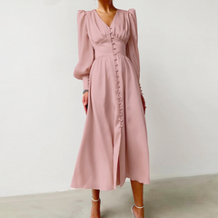 Macie - Elegantes langes Damenkleid in Rosa