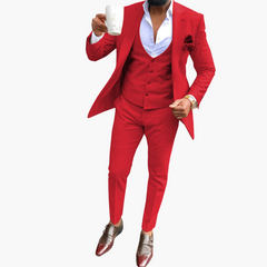 Herren Anzugset mit Weste und atmungsaktivem Blazer in Rot