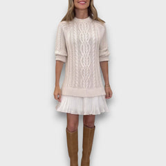 Valentina – Strickkleid mit Tüllsaum in Apricot