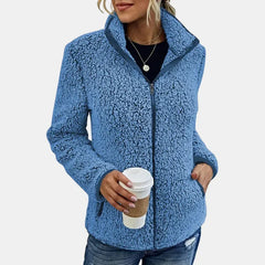 Claudia | Damen Lässige Reißverschluss Fleecejacke in Blau