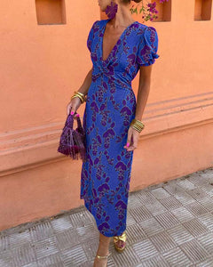 Evalena - Stylisches Axi-Kleid mit Puffärmeln für Frauen in Blau