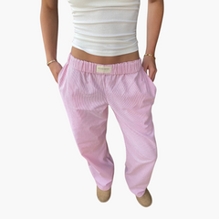 Damen Loungehose mit elastischem Bund und weitem Bein in Rosa