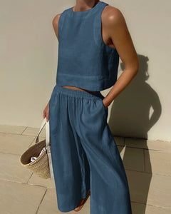 Odette - Zweiteiliges Set - Airy Summer Wear in Blau