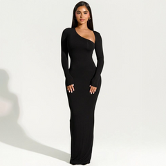 Katheryn - Langärmliges figurbetontes Kleid in Schwarz