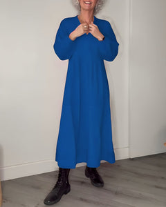 Pia - Wirbelmuster - Maxikleid in Blau