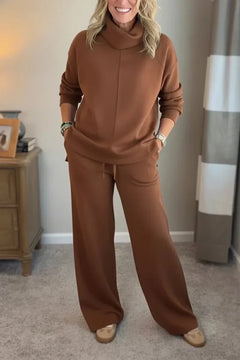 Nora | Lounge-Set Damen zweiteilig elegant klassisch in Braun