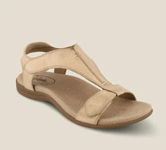 Olga® | Katie verstellbare Sommersandalen aus Leder mit Fußgewölbeunterstützung in Beige
