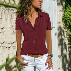 Florence - Streetwear-Bluse mit kurzen Ärmeln in Dunkelrot