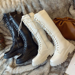Maya® | Damen Kniehohe Stiefel Bequem in Weiß