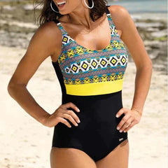 Elsa® | Plus-Size-Bademode mit Aztekenmuster in Gelb