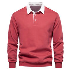 Pullover Herren Langarm Polo | Klassischer Kragen in Rot