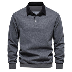 Pullover Herren Langarm Polo | Klassischer Kragen in Grau