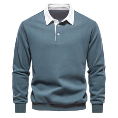 Pullover Herren Langarm Polo | Klassischer Kragen in Grün