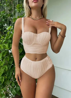 Hana® | Bügelbadekleid mit Rüschen in Beige
