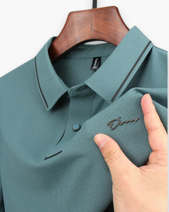 Herren Elegantes Kurzarm Polohemd | Glamouröses Design mit Diamantapplikationen in Grün
