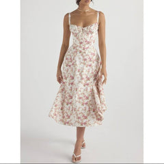 Paula | Exklusives Midi-Kleid mit Korsett in Rosa