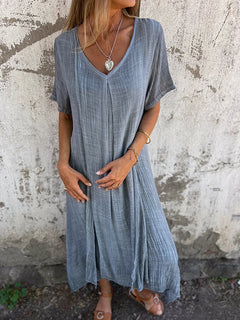 Norah - Midikleid - V-Ausschnitt in Grau