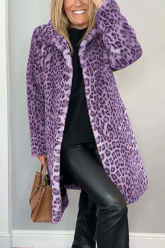 ZOE – Damen-Wintermantel mit Animal-Print in Lila