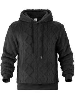 Men's Casual Sports Fleece-lined Hoodie in Black