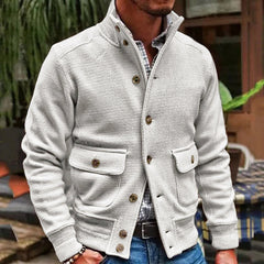 Nils - Modische Jacke mit Stehkragen in Weiß