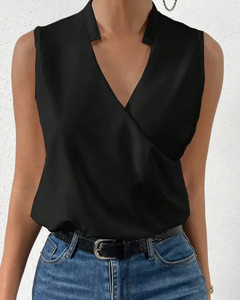 Damen Lässiges V-Ausschnitt Top | Sommer Tops Damen in Schwarz
