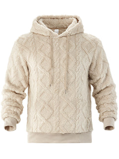 Men's Casual Sports Fleece-lined Hoodie in Khaki