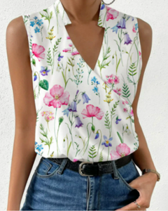 Damen Lässiges V-Ausschnitt Top | Sommer Tops Damen in Blumen 1